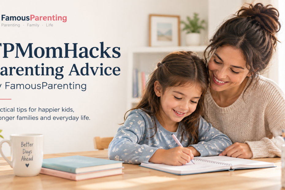 FPMomHacks parenting advice by FamousParenting with a mother helping her daughter